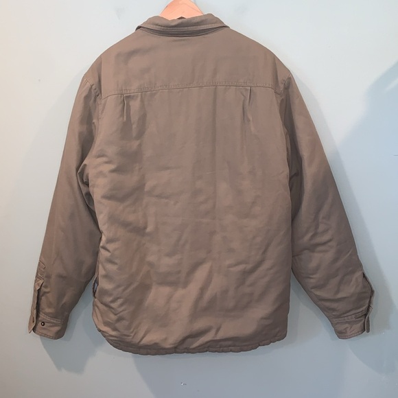 Coleman Thick Sherpa Fleece Lined Khaki Twill Cotton Utility Jacket Men’s Medium - Picture 2 of 10